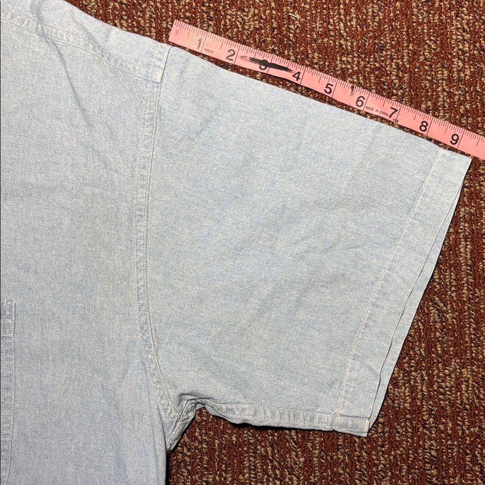 Vintage Chaps Ralph Lauren men’s short sleeve light wash denim Button-Down Shirt - Picture 5 of 12